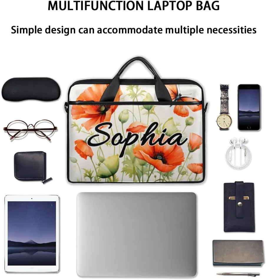 TropicalLife Personalized Laptop Bag 15 Inch Custom Sleeve Case with Handle Shoulder Strap Computer Messenger Bag