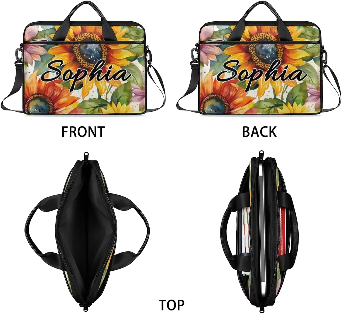 TropicalLife Personalized Laptop Bag 15 Inch Custom Sleeve Case with Handle Shoulder Strap Computer Messenger Bag