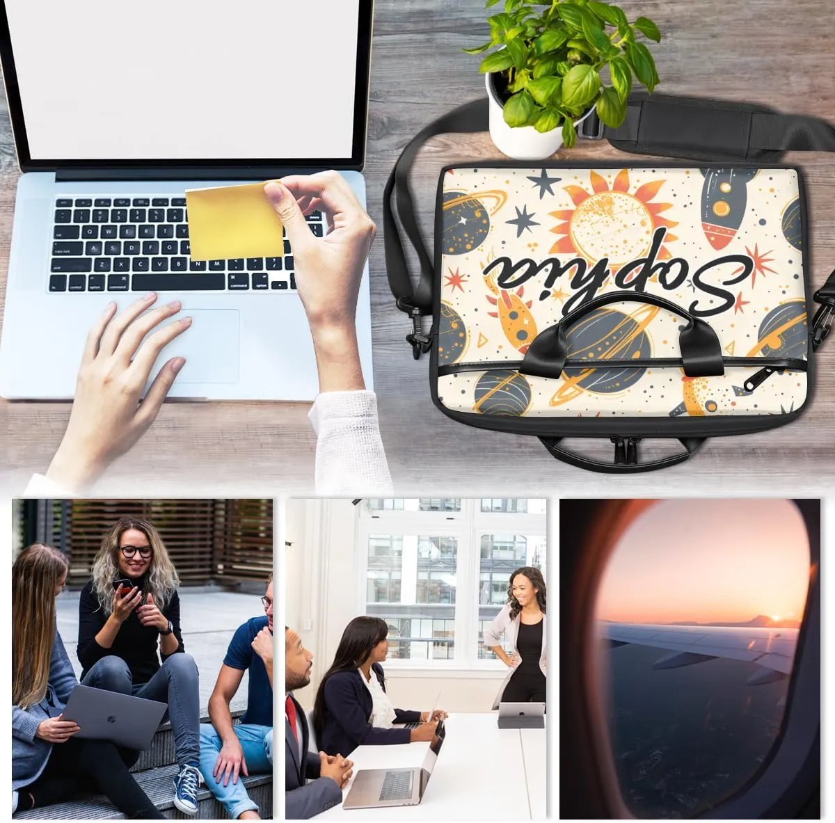 TropicalLife Personalized Laptop Bag 15 Inch Custom Sleeve Case with Handle Shoulder Strap Computer Messenger Bag