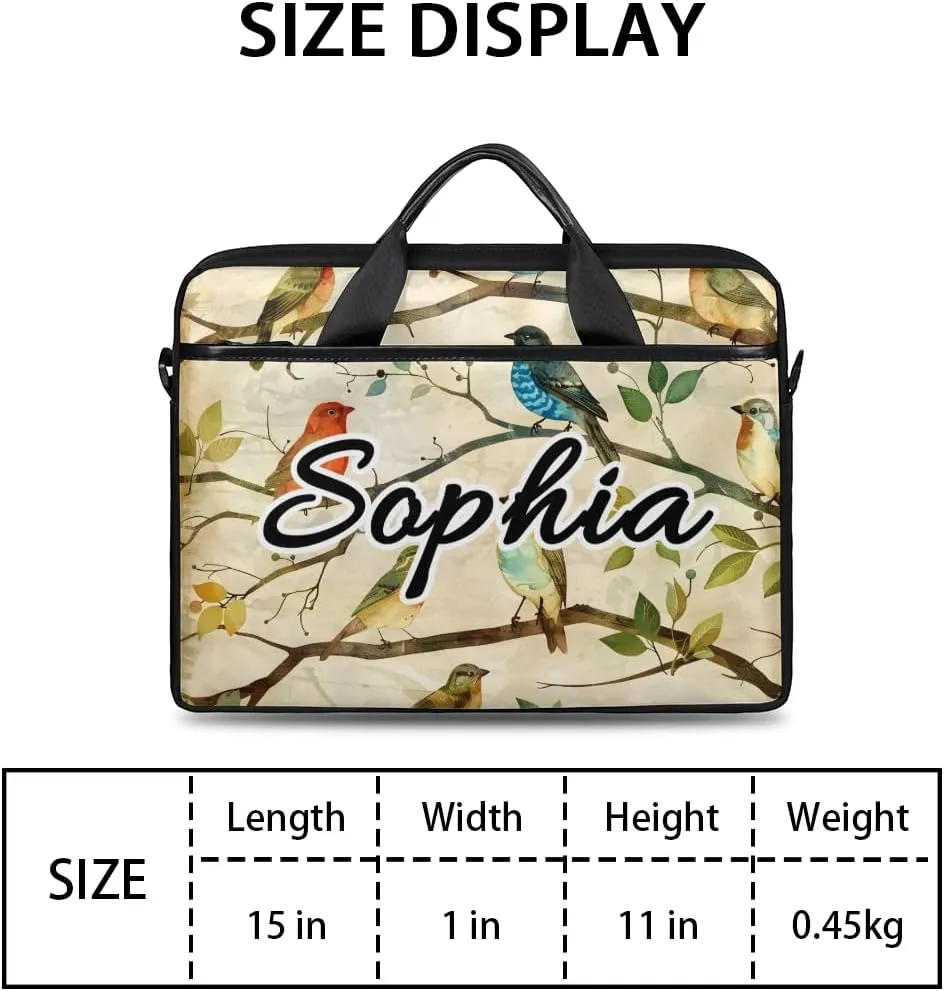 TropicalLife Personalized Laptop Bag 15 Inch Custom Sleeve Case with Handle Shoulder Strap Computer Messenger Bag