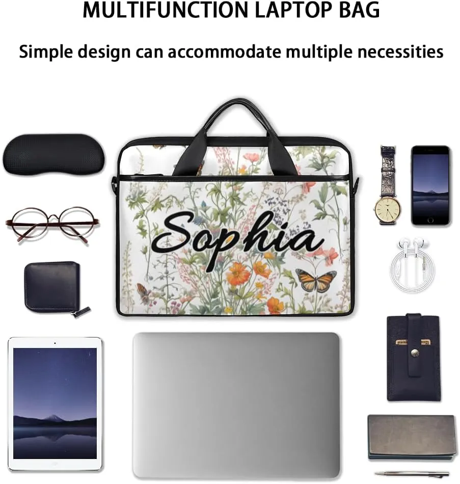 TropicalLife Personalized Laptop Bag 15 Inch Custom Sleeve Case with Handle Shoulder Strap Computer Messenger Bag
