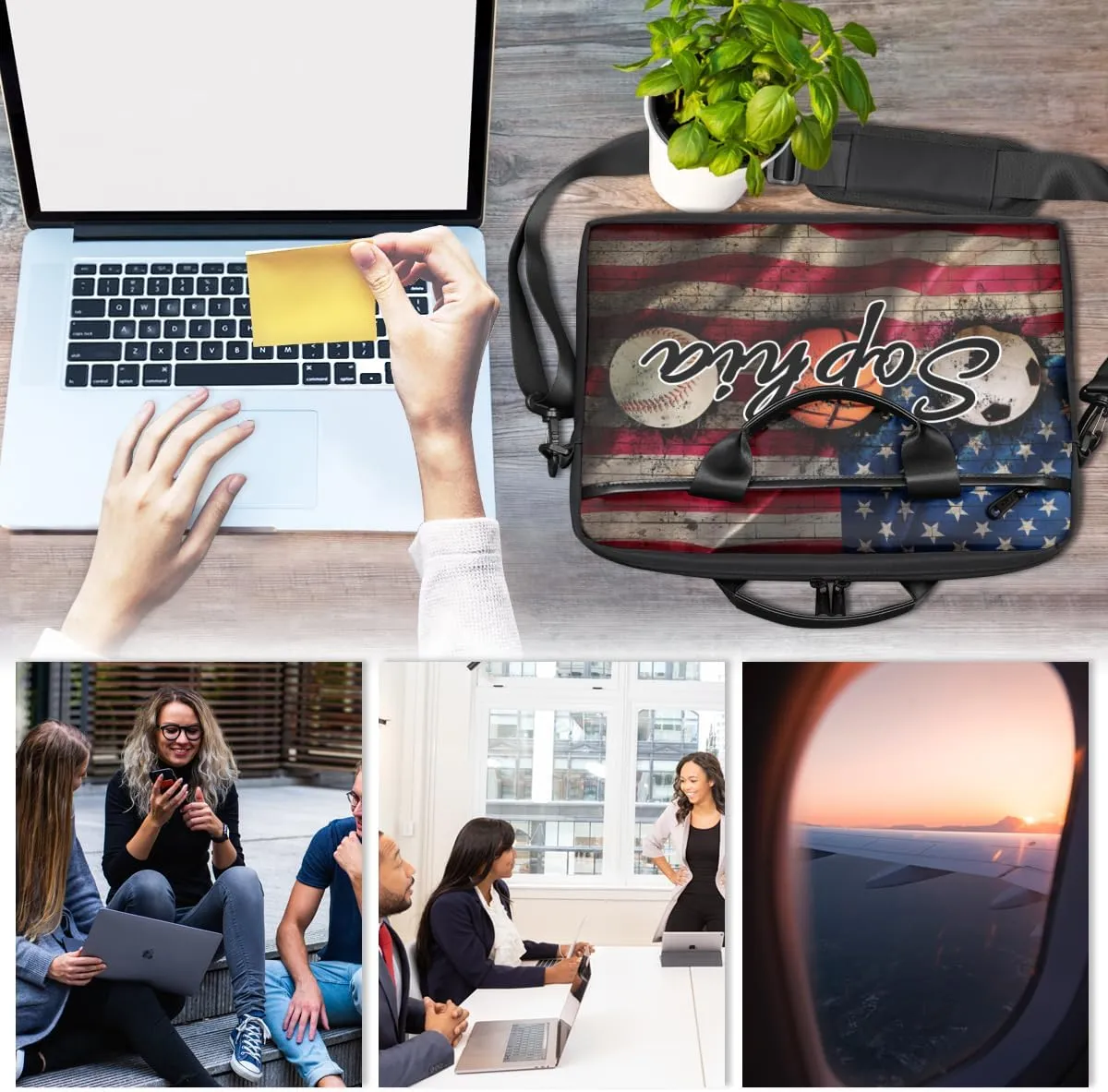 TropicalLife Personalized Laptop Bag 15 Inch Custom Sleeve Case with Handle Shoulder Strap Computer Messenger Bag
