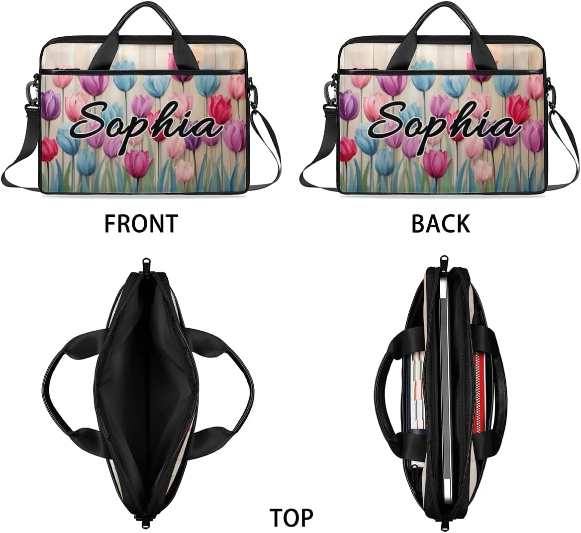 TropicalLife Personalized Laptop Bag 15 Inch Custom Sleeve Case with Handle Shoulder Strap Computer Messenger Bag