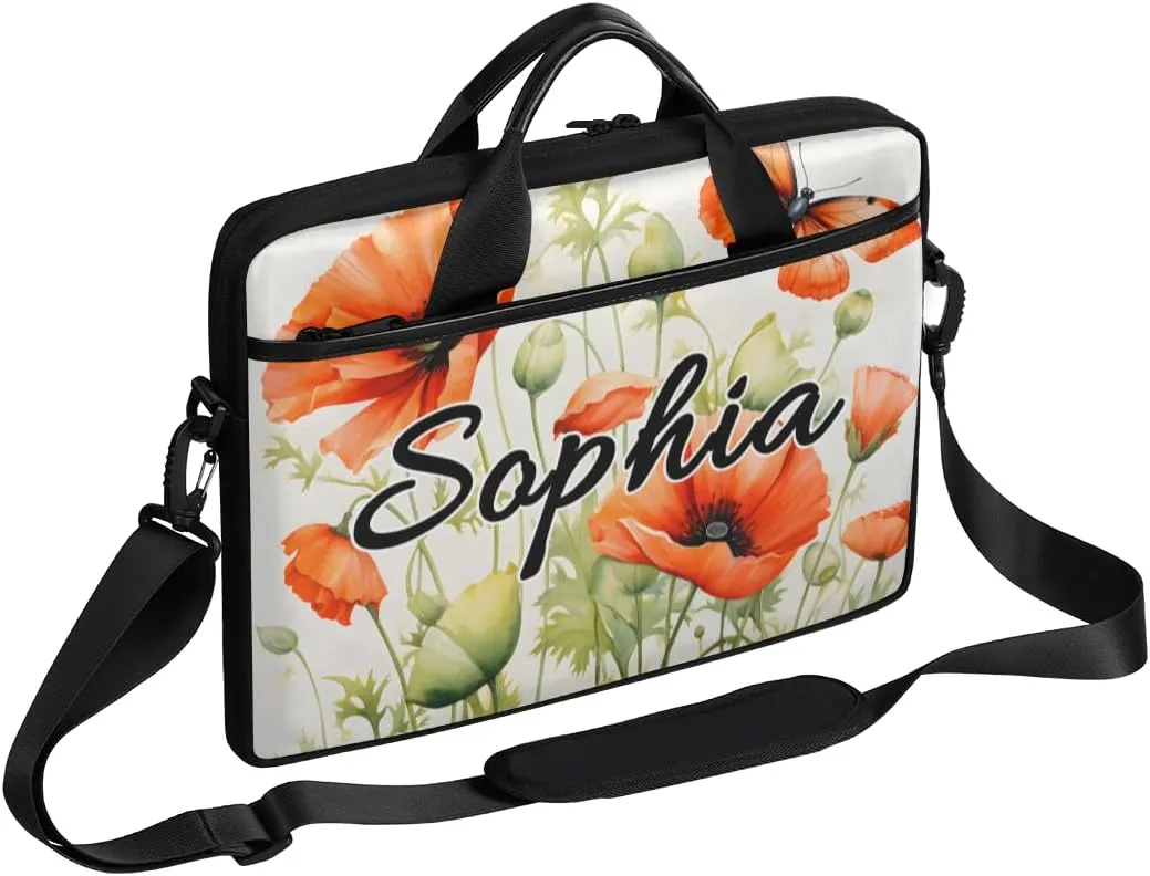 TropicalLife Personalized Laptop Bag 15 Inch Custom Sleeve Case with Handle Shoulder Strap Computer Messenger Bag