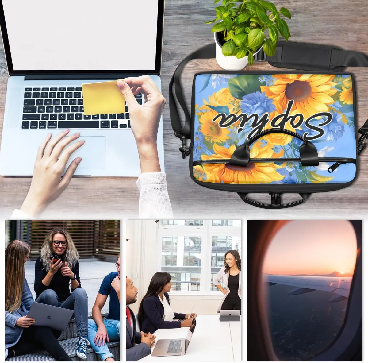 TropicalLife Personalized Laptop Bag 15 Inch Custom Sleeve Case with Handle Shoulder Strap Computer Messenger Bag