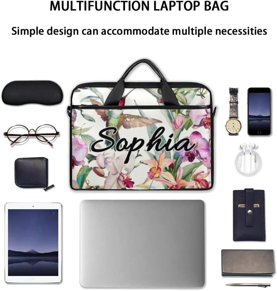 TropicalLife Personalized Laptop Bag 15 Inch Custom Sleeve Case with Handle Shoulder Strap Computer Messenger Bag