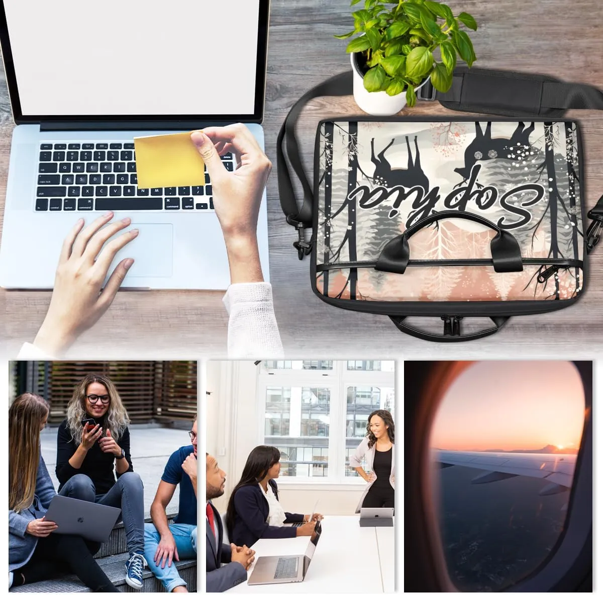 TropicalLife Personalized Laptop Bag 15 Inch Custom Sleeve Case with Handle Shoulder Strap Computer Messenger Bag