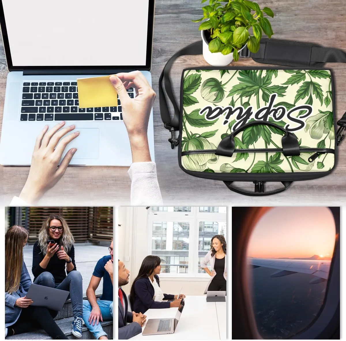 TropicalLife Personalized Laptop Bag 15 Inch Custom Sleeve Case with Handle Shoulder Strap Computer Messenger Bag