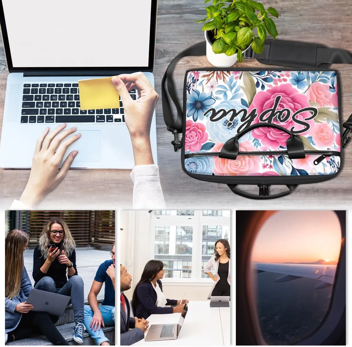 TropicalLife Personalized Laptop Bag 15 Inch Custom Sleeve Case with Handle Shoulder Strap Computer Messenger Bag