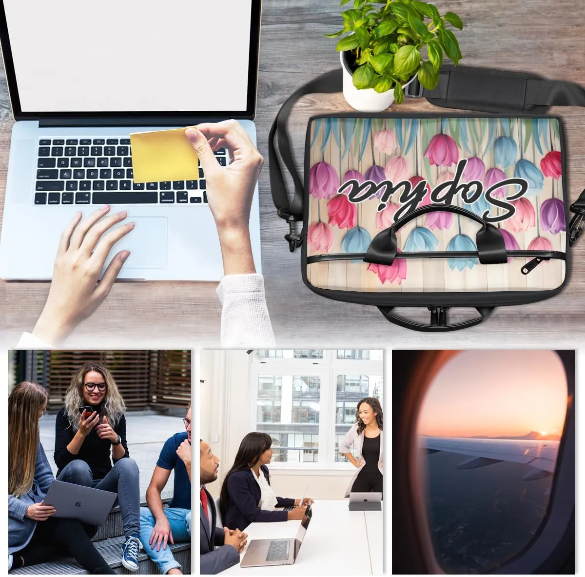 TropicalLife Personalized Laptop Bag 15 Inch Custom Sleeve Case with Handle Shoulder Strap Computer Messenger Bag