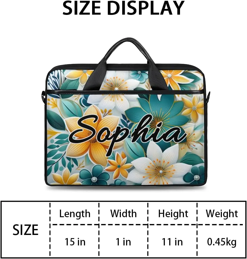 TropicalLife Personalized Laptop Bag 15 Inch Custom Sleeve Case with Handle Shoulder Strap Computer Messenger Bag