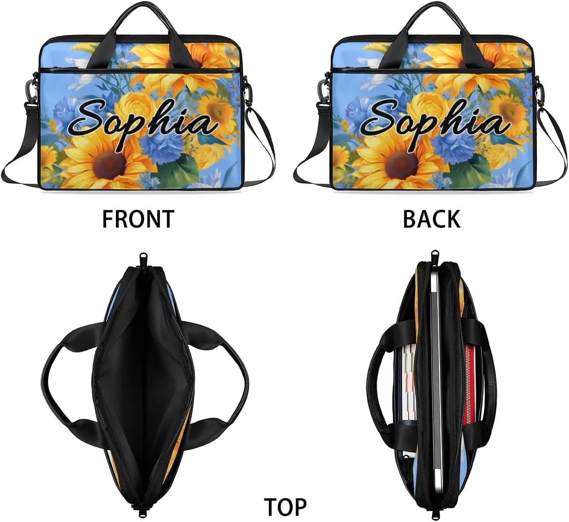 TropicalLife Personalized Laptop Bag 15 Inch Custom Sleeve Case with Handle Shoulder Strap Computer Messenger Bag