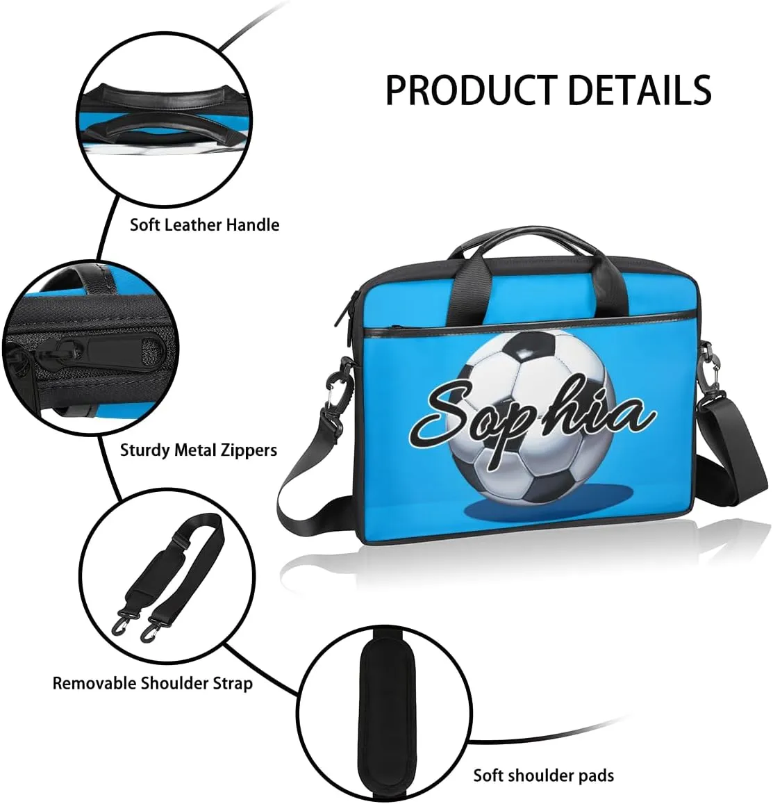 TropicalLife Personalized Laptop Bag 15 Inch Custom Sleeve Case with Handle Shoulder Strap Computer Messenger Bag