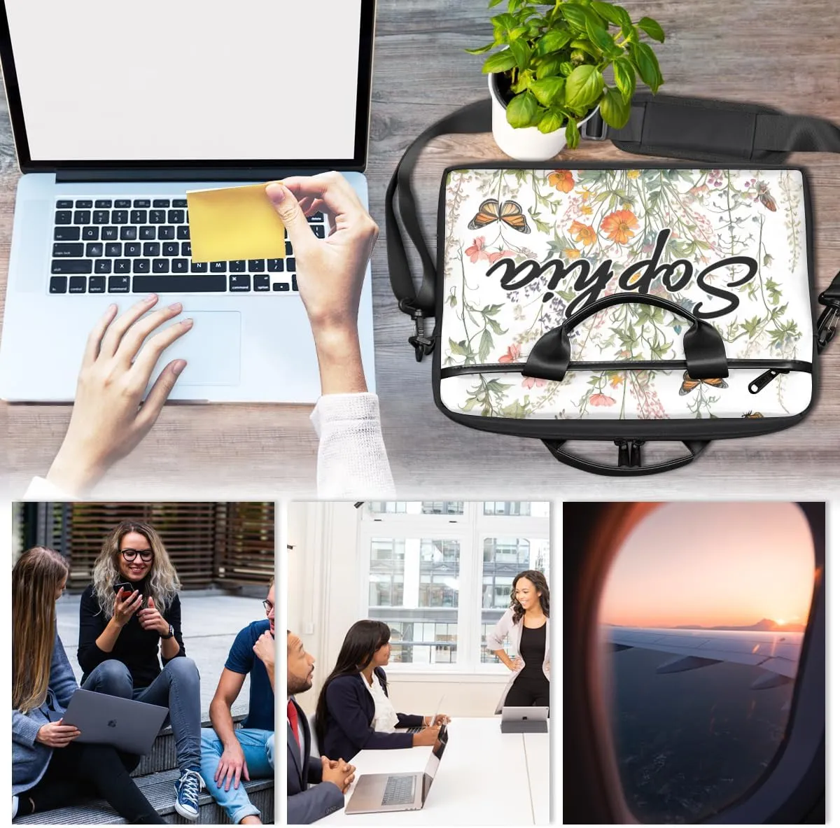 TropicalLife Personalized Laptop Bag 15 Inch Custom Sleeve Case with Handle Shoulder Strap Computer Messenger Bag