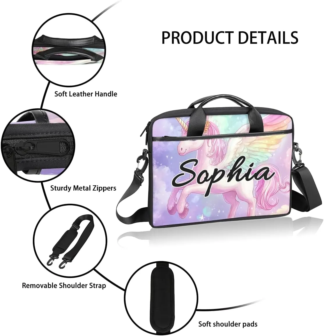 TropicalLife Personalized Laptop Bag 15 Inch Custom Sleeve Case with Handle Shoulder Strap Computer Messenger Bag