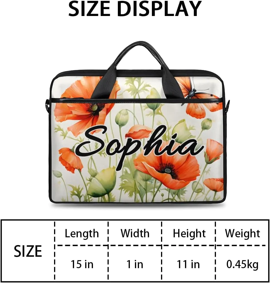 TropicalLife Personalized Laptop Bag 15 Inch Custom Sleeve Case with Handle Shoulder Strap Computer Messenger Bag