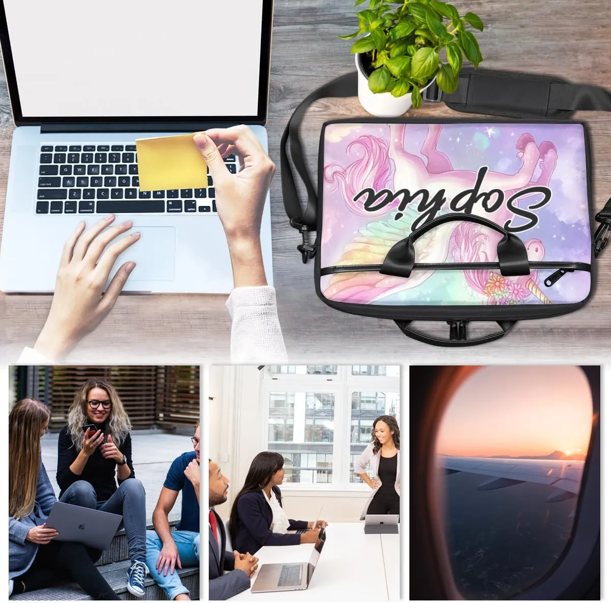 TropicalLife Personalized Laptop Bag 15 Inch Custom Sleeve Case with Handle Shoulder Strap Computer Messenger Bag