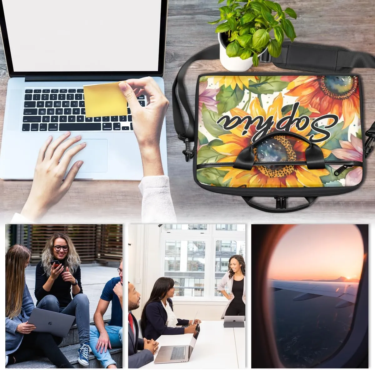 TropicalLife Personalized Laptop Bag 15 Inch Custom Sleeve Case with Handle Shoulder Strap Computer Messenger Bag