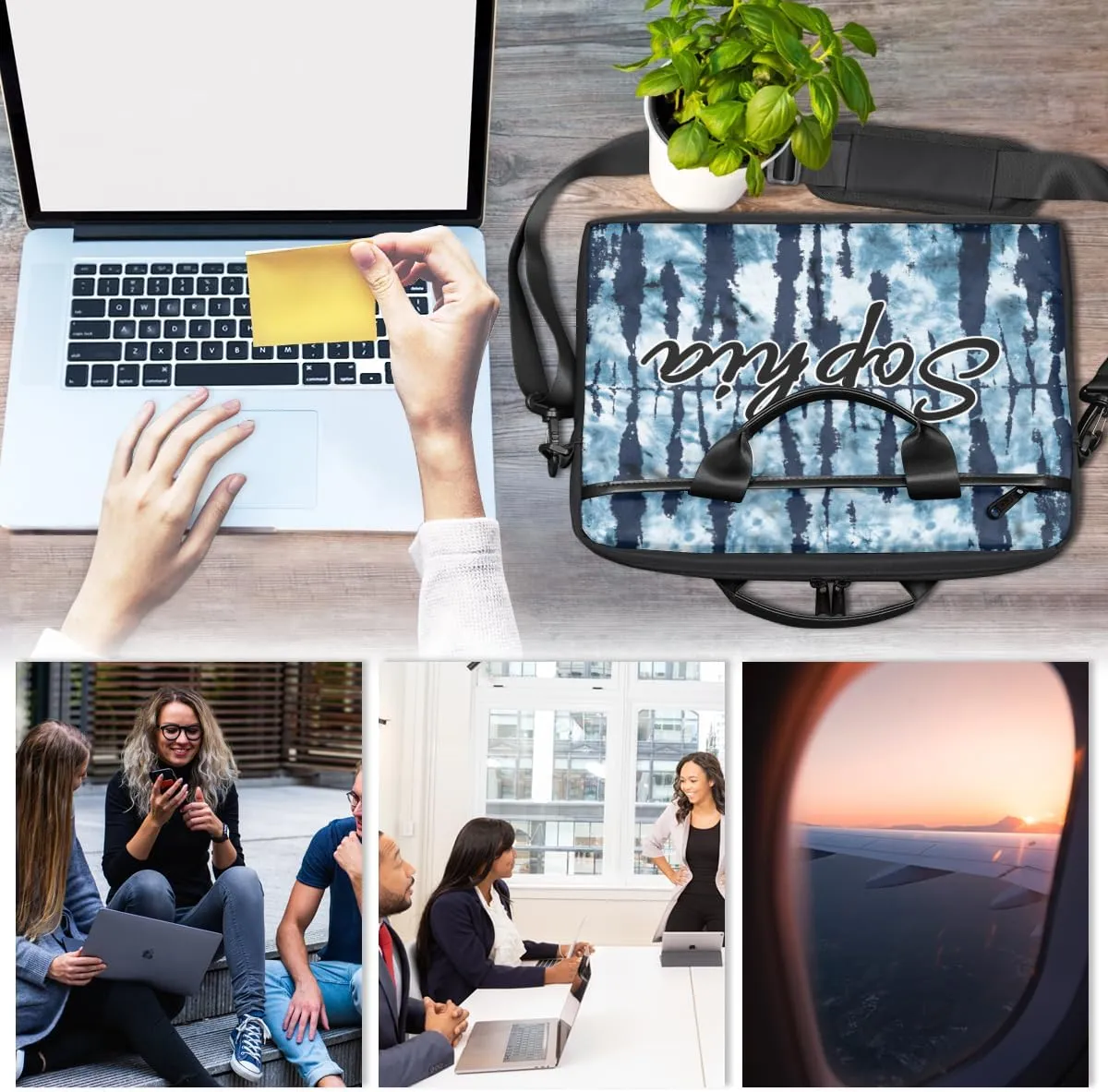 TropicalLife Personalized Laptop Bag 15 Inch Custom Sleeve Case with Handle Shoulder Strap Computer Messenger Bag