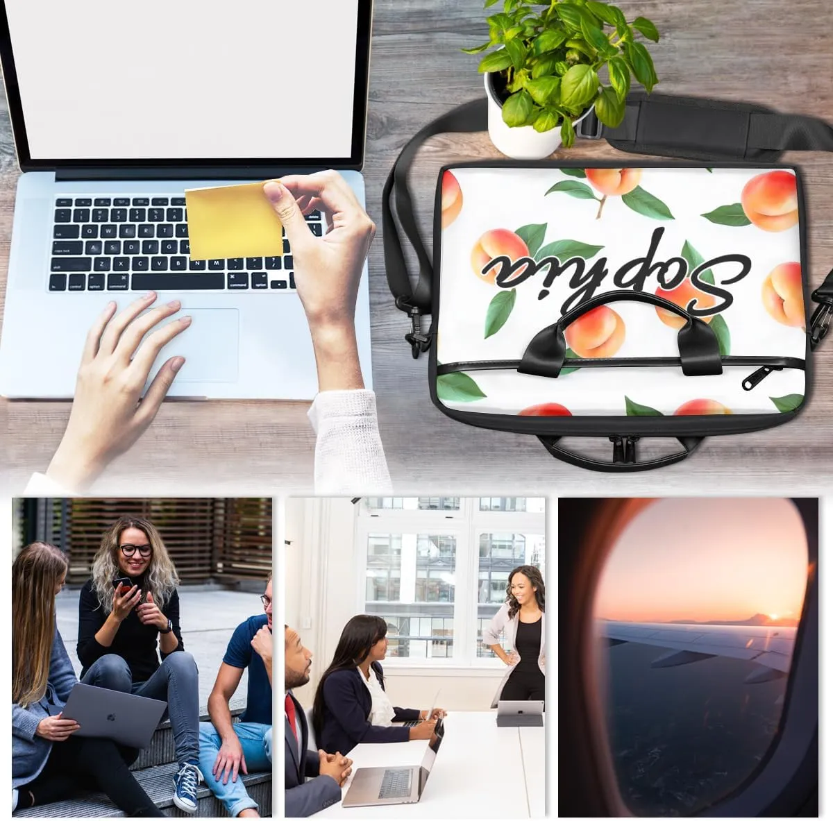 TropicalLife Personalized Laptop Bag 15 Inch Custom Sleeve Case with Handle Shoulder Strap Computer Messenger Bag