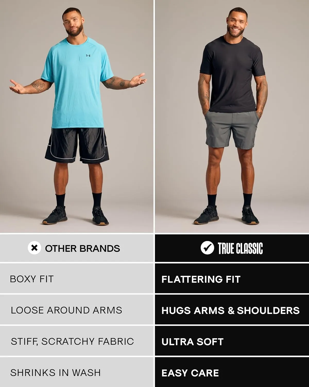 True Classic Workout Shirts for Men - Athletic Tops & Gym Shirts for Men, Quick-Dry Mens Workout Shirt Base Layer