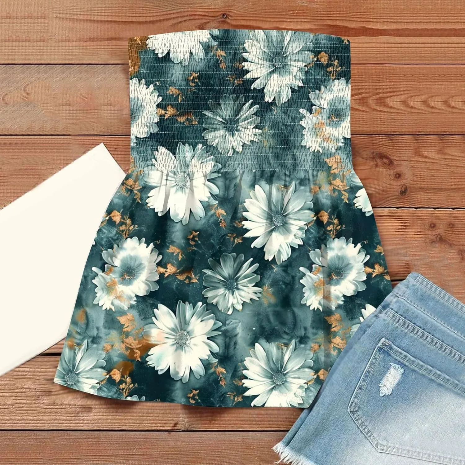 Tube Tops for Women Strapless Elastic Trim Vintage Tanks Backless Sexy Casual Bandeau Sleeveless Shirts