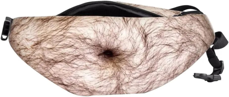 Unisex Fake Belly Waist Packs Funny Fanny Packs for Men Women White -Elephant Day Gifts Hiking Waist Bags Prank Gifts