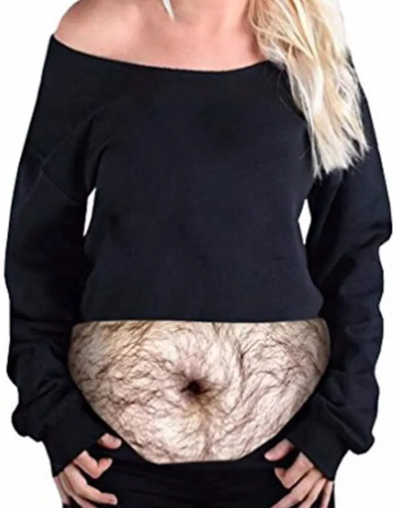 Unisex Fake Belly Waist Packs Funny Fanny Packs for Men Women White -Elephant Day Gifts Hiking Waist Bags Prank Gifts