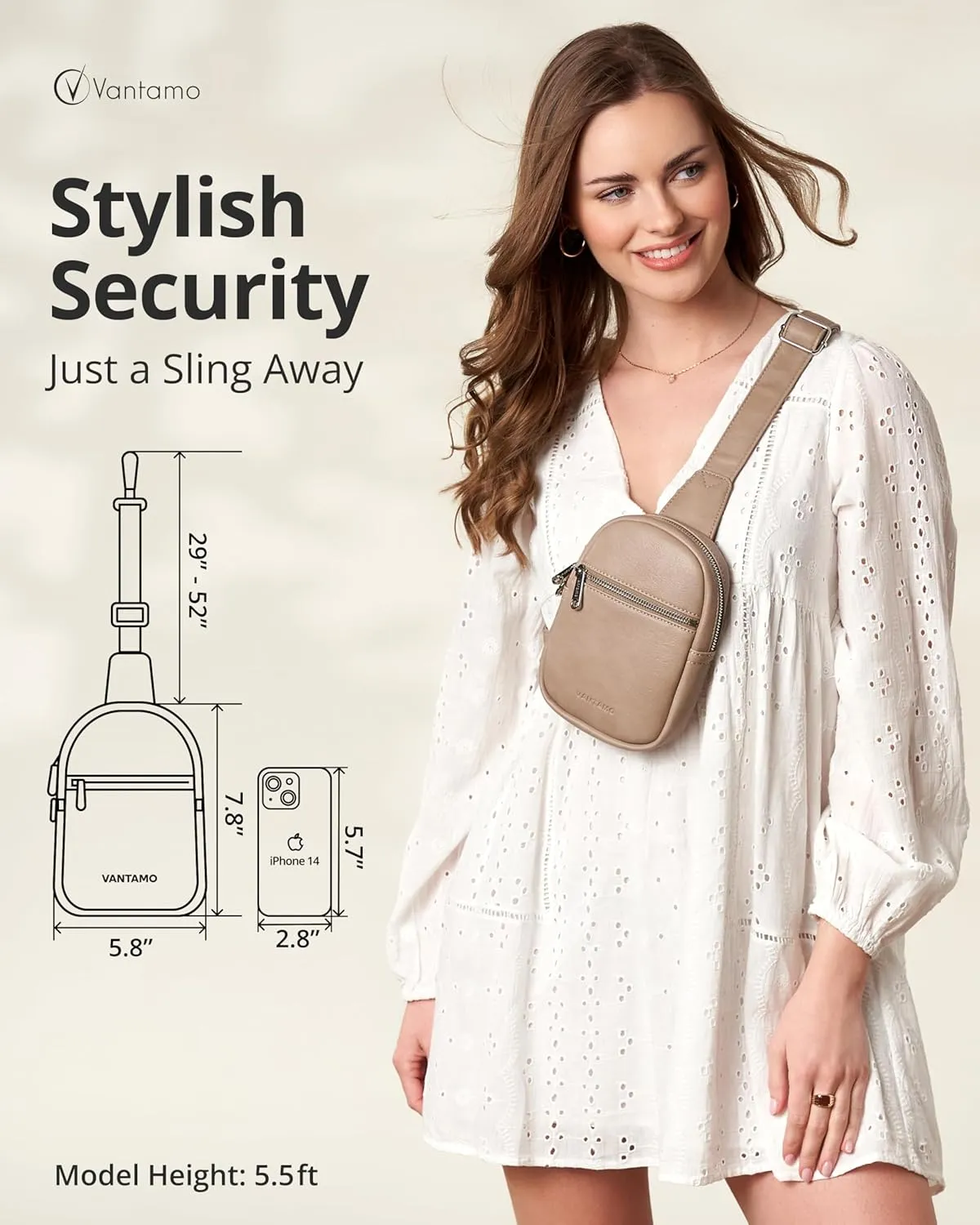Vantamo Small Crossbody Bags for Women, Sling Bag with RFID & Anti-Pickpocket Clip, Adjustable Strap Cross Body Packs