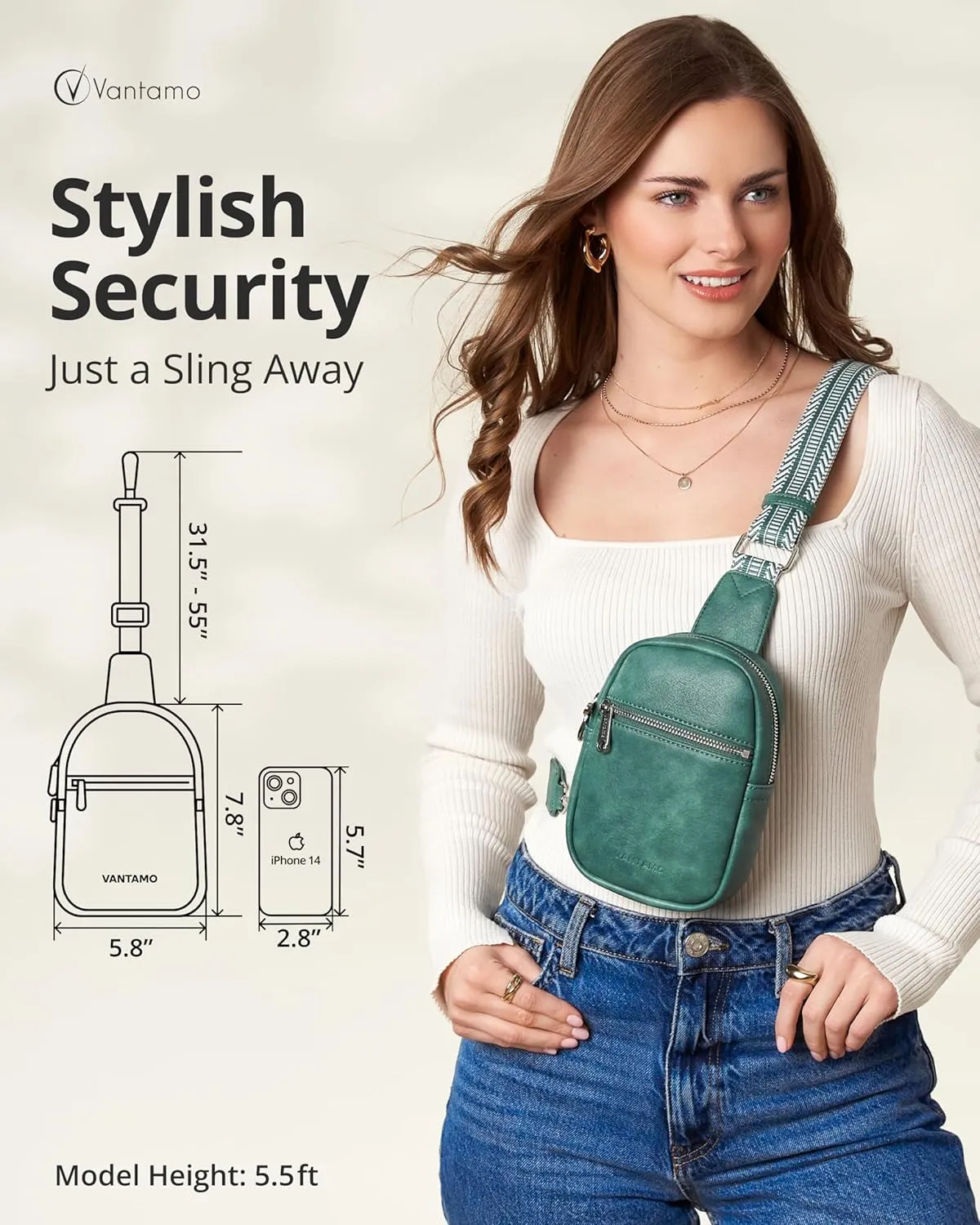 Vantamo Small Crossbody Bags for Women, Sling Bag with RFID & Anti-Pickpocket Clip, Adjustable Strap Cross Body Packs