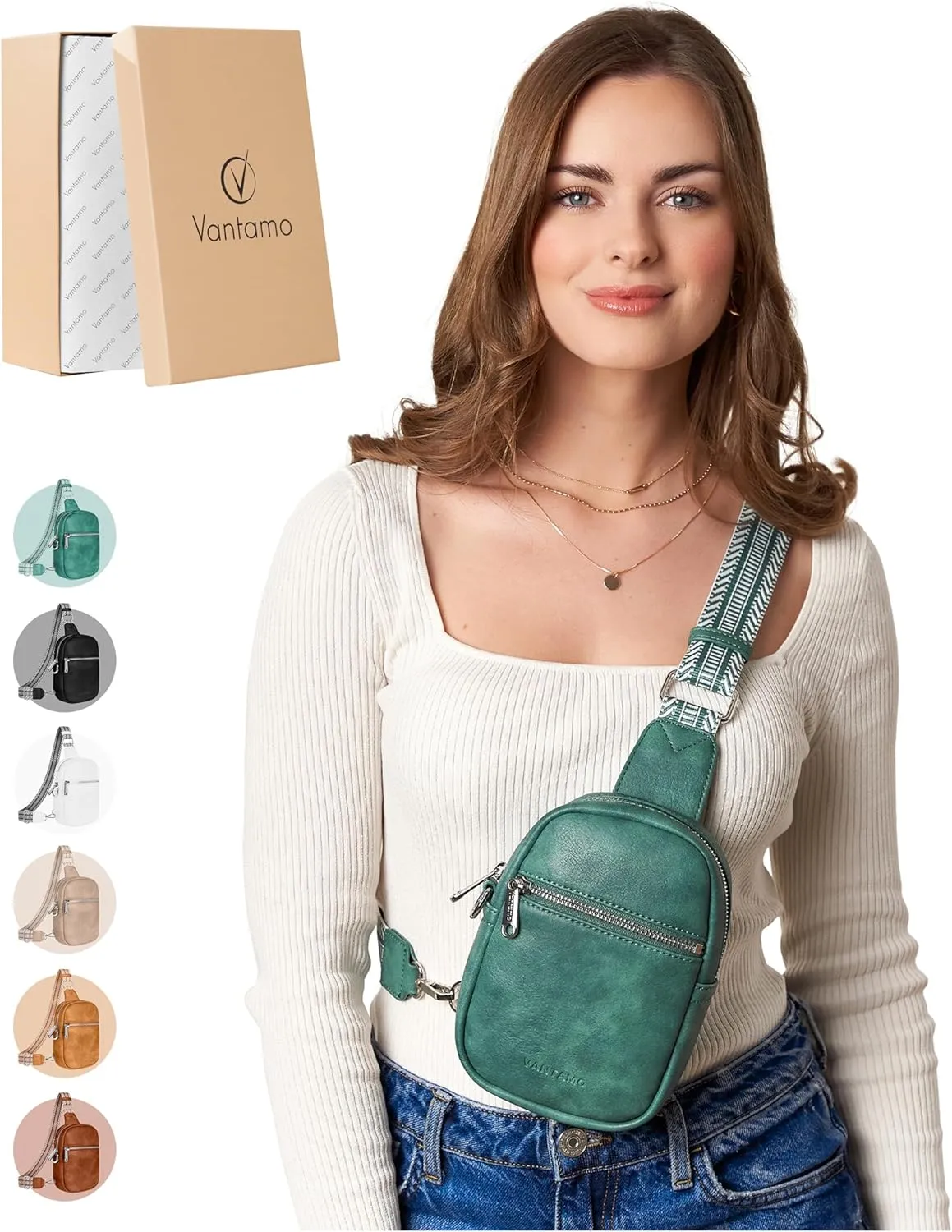 Vantamo Small Crossbody Bags for Women, Sling Bag with RFID & Anti-Pickpocket Clip, Adjustable Strap Cross Body Packs