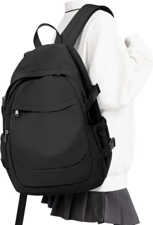 VECAVE Lightweight Backpack for Women Men, Travel Casual Daypack Laptop Rucksack, Waterproof College High Secondary Bookbag Daily Bag, Black.