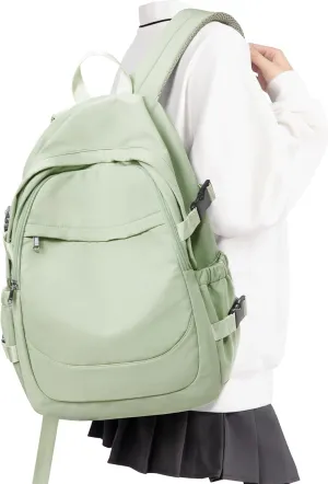 VECAVE Lightweight Backpack for Women Men, Travel Casual Daypack Laptop Rucksack, Waterproof College High Secondary Bookbag Daily Bag, Green.