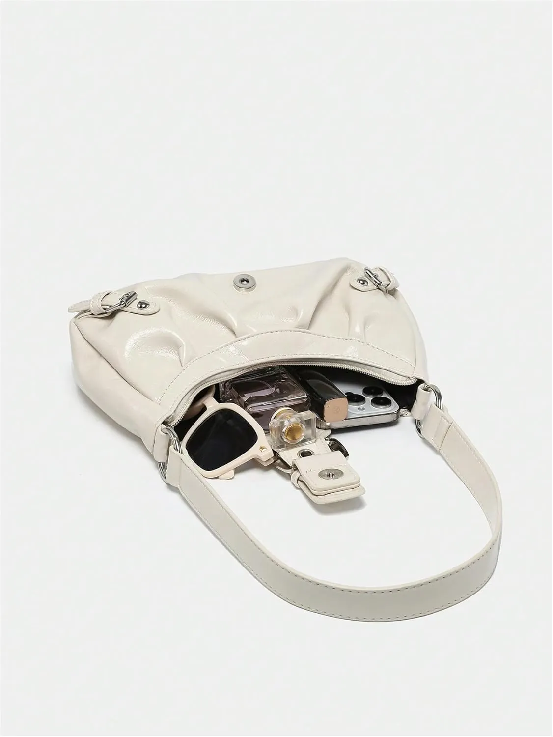 Verdusa Women's Y2k Purse Top Handle Shoulder Bag Buckle Punk Hobo Clutch Purses Bags