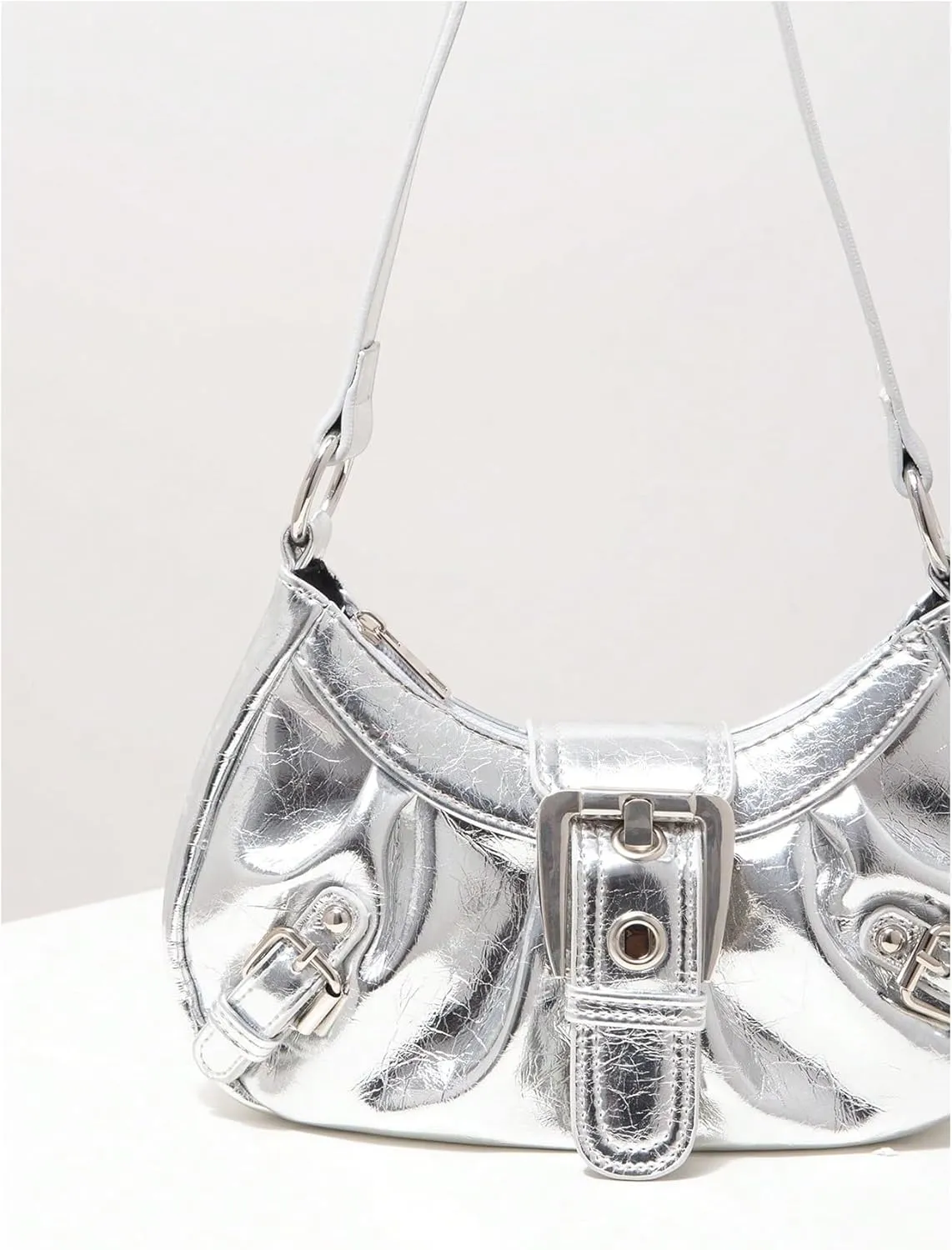 Verdusa Women's Y2k Purse Top Handle Shoulder Bag Buckle Punk Hobo Clutch Purses Bags
