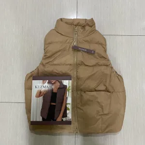 Vests,Womens Puffer Vest Sleeveless Casual Loose Winter Warm Lightweight Stand Collar Down Jacket Coats