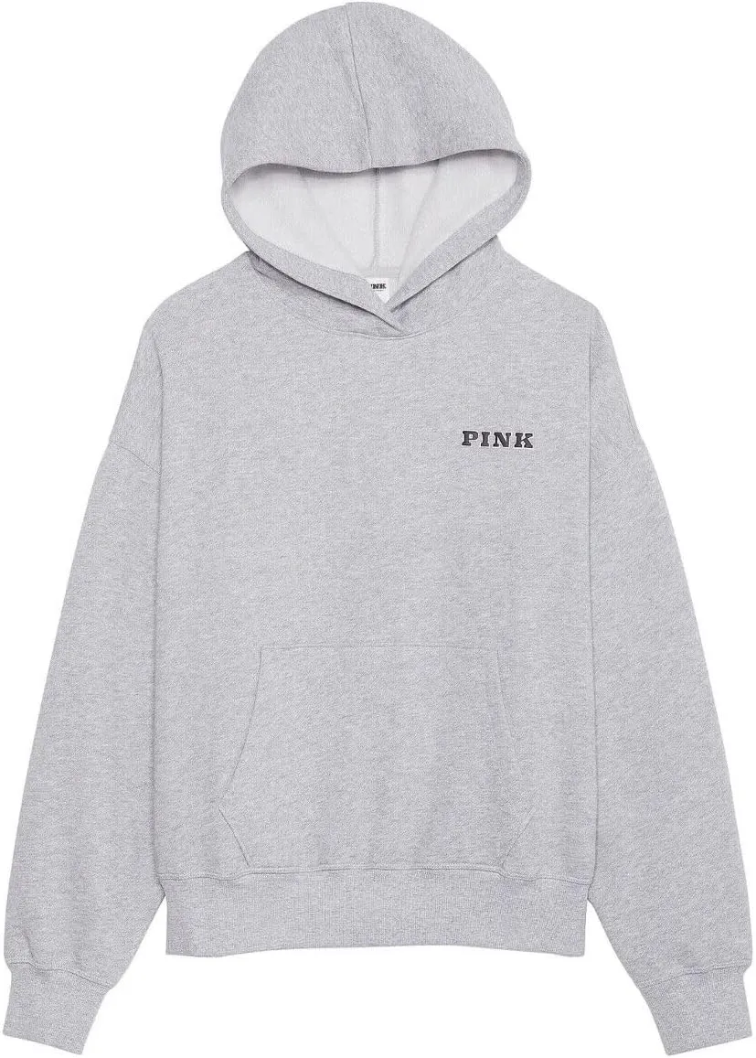 Victoria's Secret Pink Ivy Fleece Campus Pullover Hoodie Color Gray New