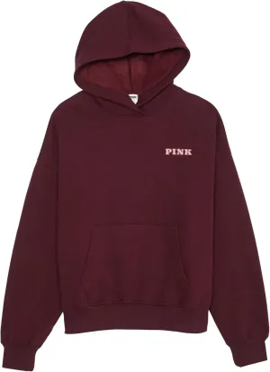 Victoria's Secret Women's PINK Logo Campus Hoodie Sweatshirt, Purple, (XL)