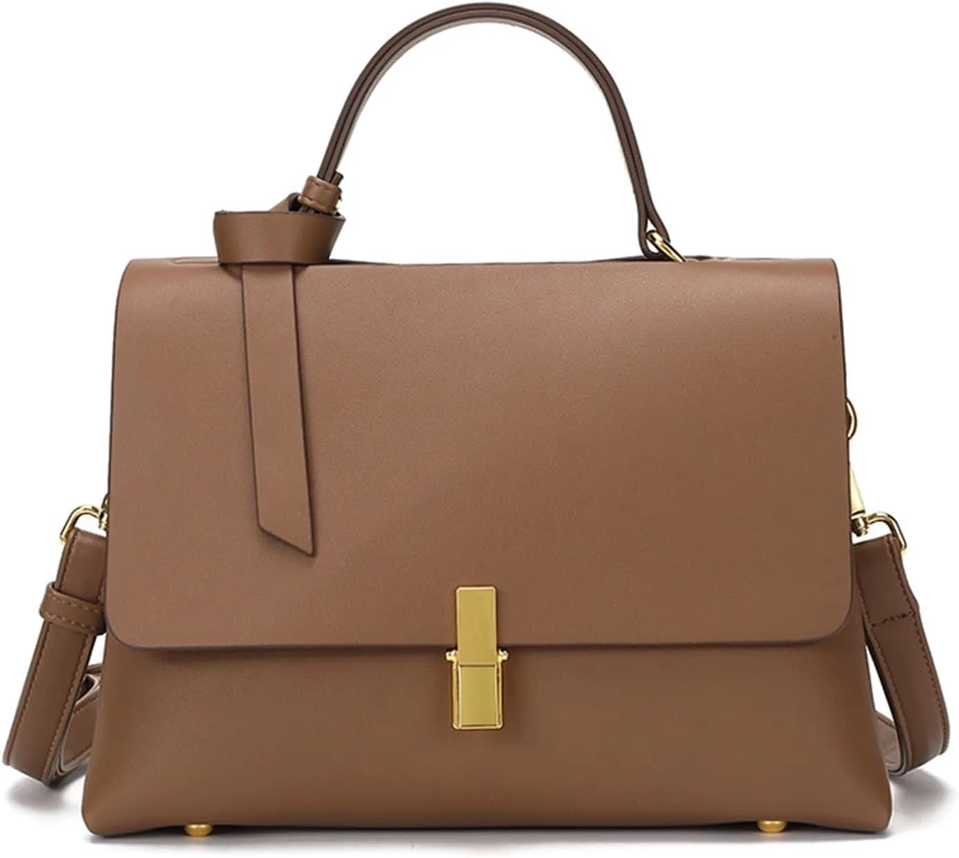 Vintage Genuine Leather Top Handle Bag for Women Satchel Shoulder Bag Purse Designer Crossbody with Push Lock