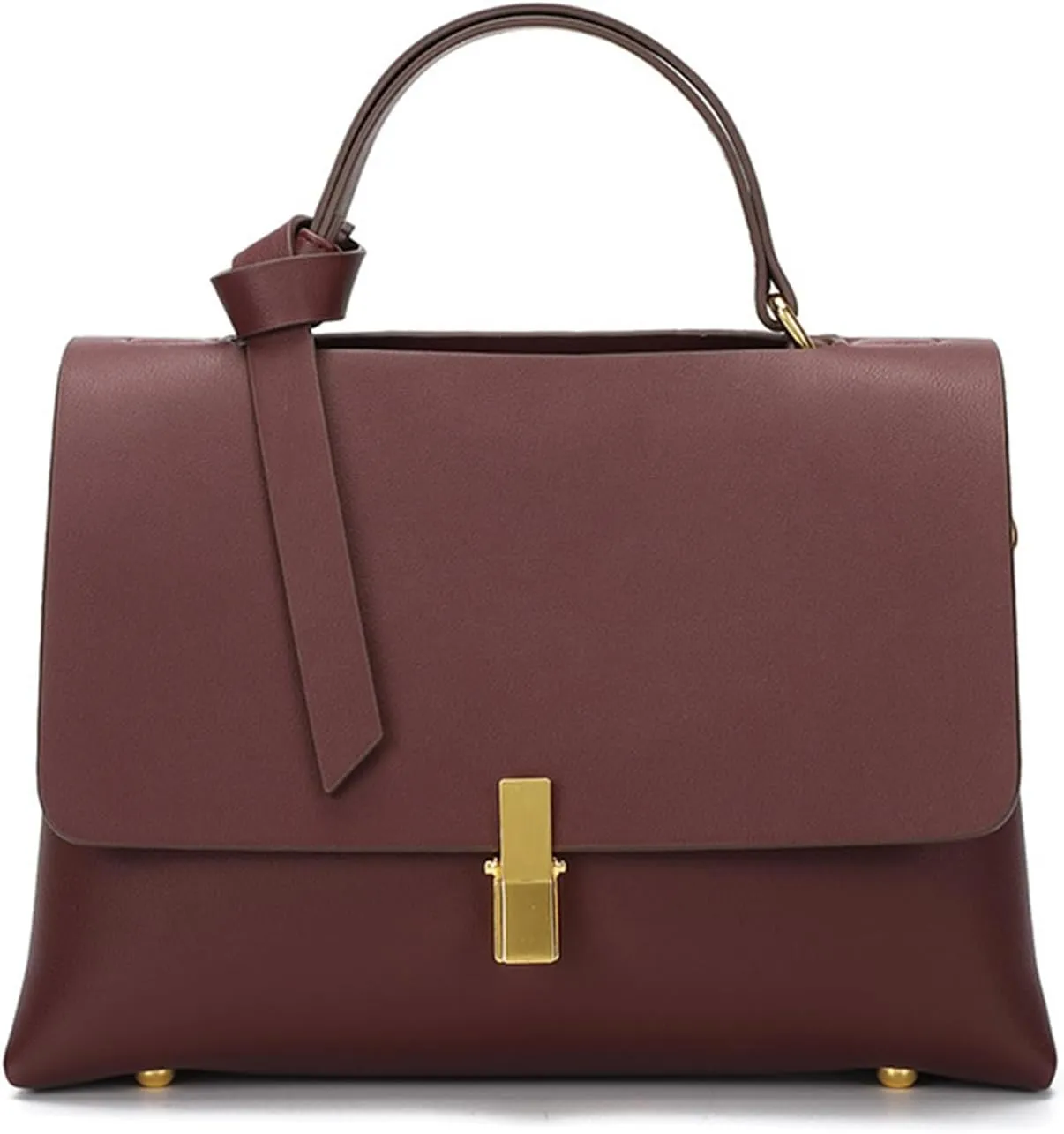 Vintage Genuine Leather Top Handle Bag for Women Satchel Shoulder Bag Purse Designer Crossbody with Push Lock