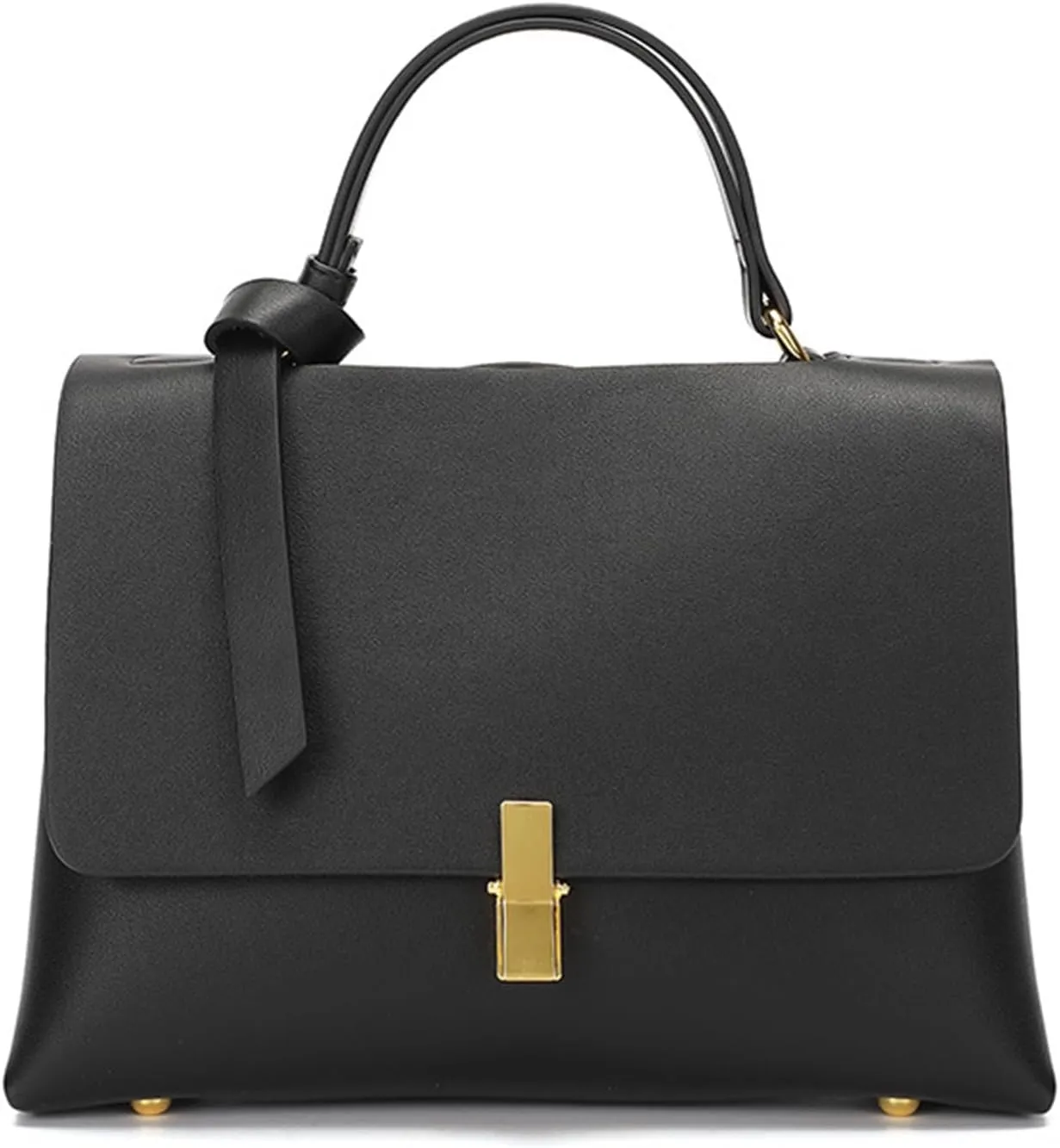 Vintage Genuine Leather Top Handle Bag for Women Satchel Shoulder Bag Purse Designer Crossbody with Push Lock