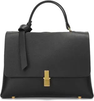 Vintage Genuine Leather Top Handle Bag for Women Satchel Shoulder Bag Purse Designer Crossbody with Push Lock