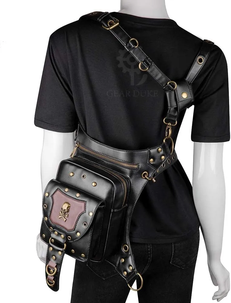 Vintage Rock Gothic Shoulder Waist Leg Thigh Holster Bags PU Leather Fanny Bag