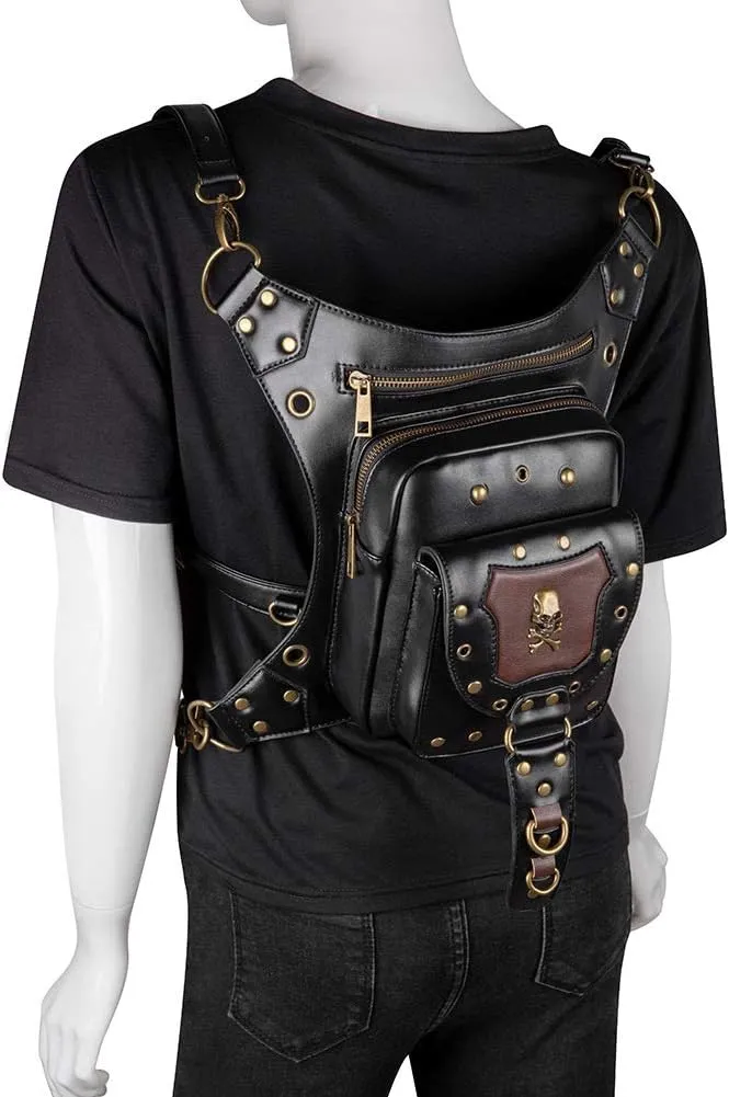 Vintage Rock Gothic Shoulder Waist Leg Thigh Holster Bags PU Leather Fanny Bag