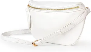 Viva Terry Saddle Crossbody Bags for Women, PU Leather Saddle Satchel Bag Fanny Pack and Cross Body Purse(White)