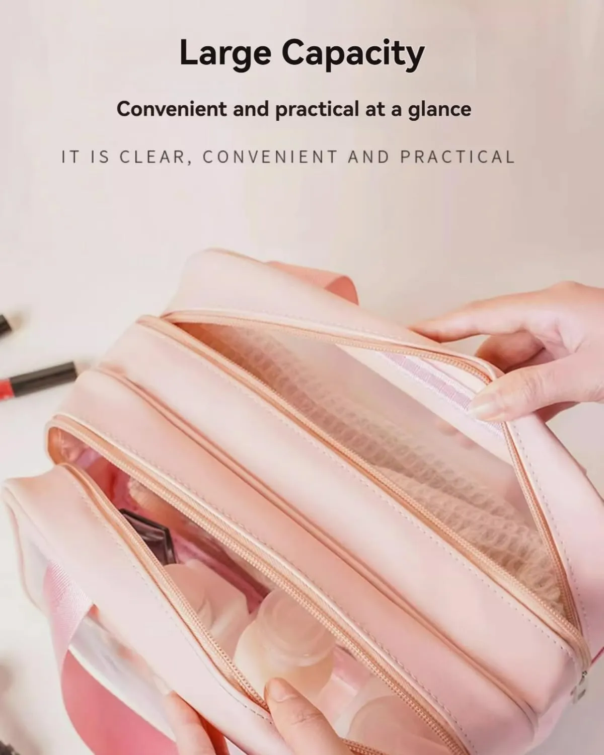 Waterproof Dual-Compartment Travel Toiletry Bag Large Capacity Cosmetic Organizer with Wet and Dry Separation for Skincare Products and Makeup Accessories (Blue,M(27*15*16 cm/11*6*6 in))