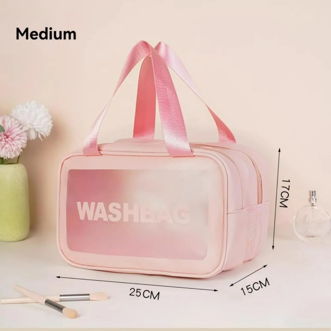 Waterproof Dual-Compartment Travel Toiletry Bag Large Capacity Cosmetic Organizer with Wet and Dry Separation for Skincare Products and Makeup Accessories (Blue,M(27*15*16 cm/11*6*6 in))