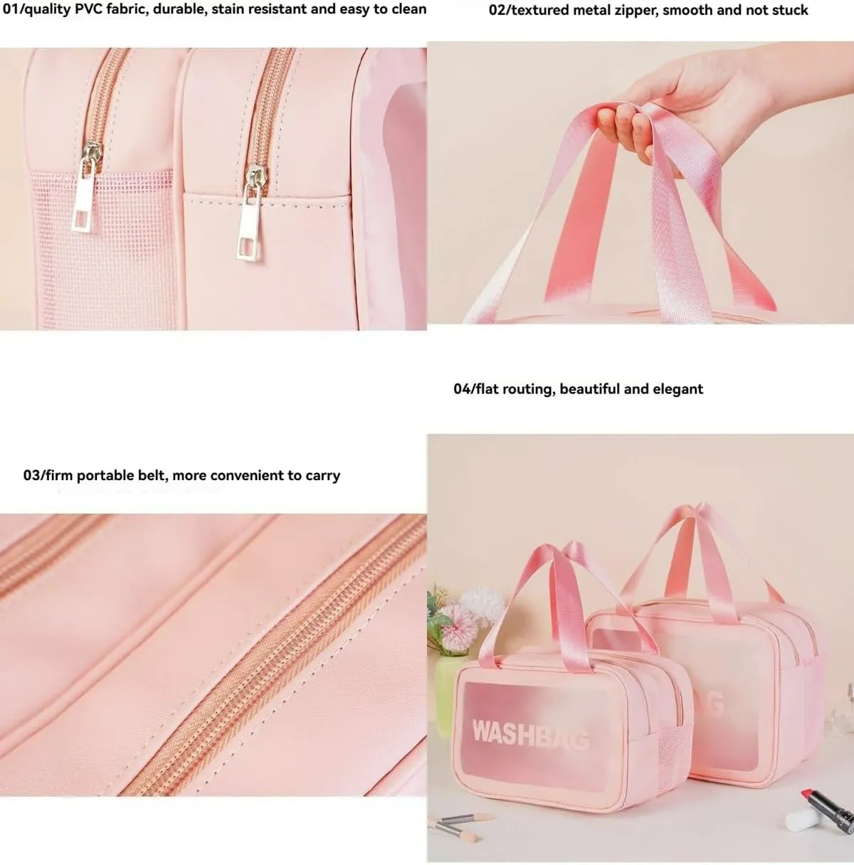 Waterproof Dual-Compartment Travel Toiletry Bag Large Capacity Cosmetic Organizer with Wet and Dry Separation for Skincare Products and Makeup Accessories (White,M(27*15*16 cm/11*6*6 in))