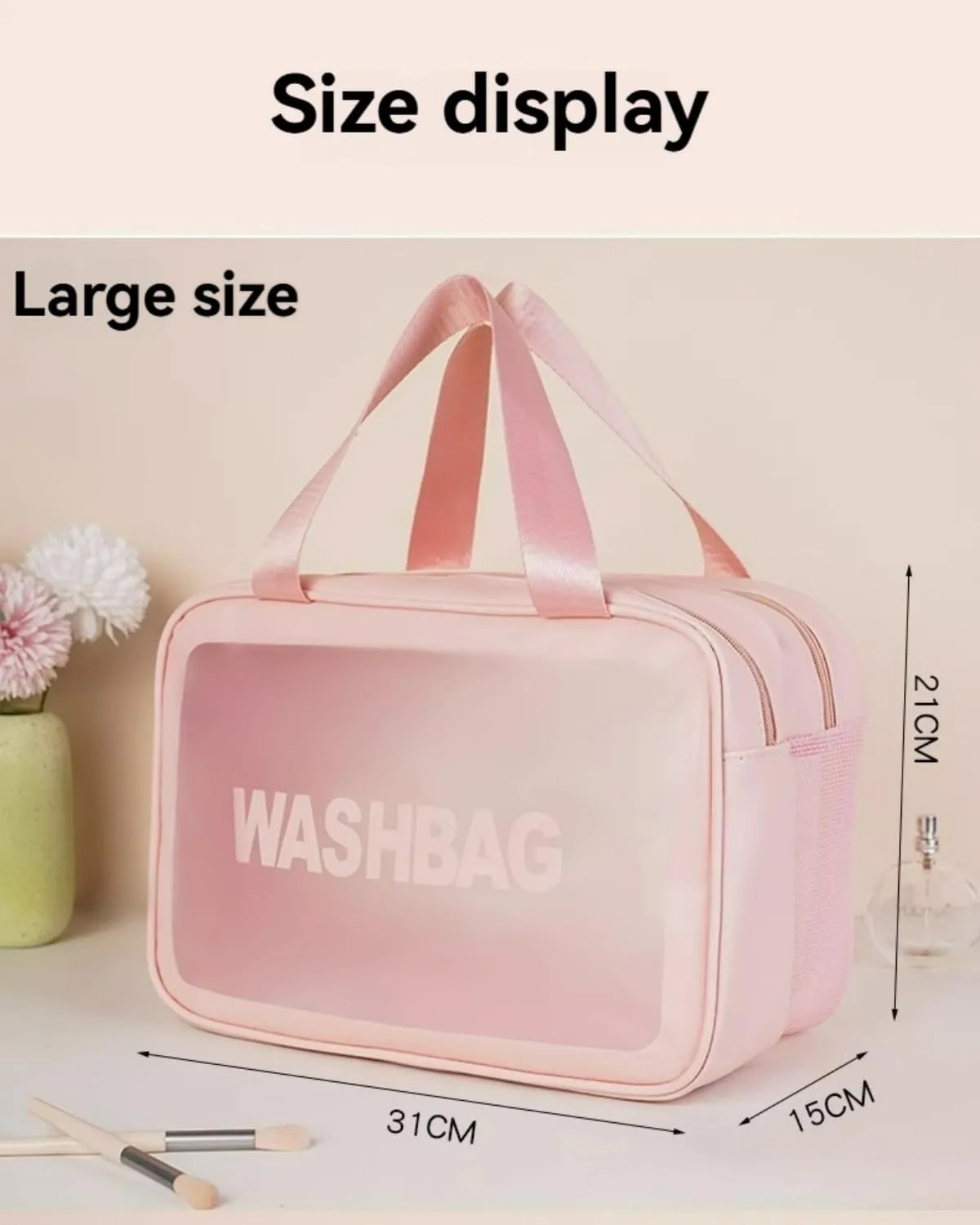 Waterproof Dual-Compartment Travel Toiletry Bag Large Capacity Cosmetic Organizer with Wet and Dry Separation for Skincare Products and Makeup Accessories (White,M(27*15*16 cm/11*6*6 in))