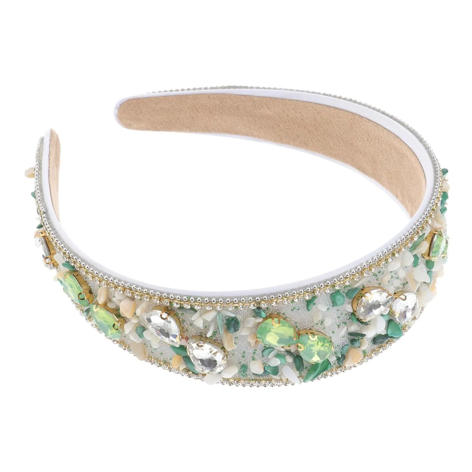 Wide Headband Rhinestone Embellished Headpiece Pearls Rhinestones for Women Random Color